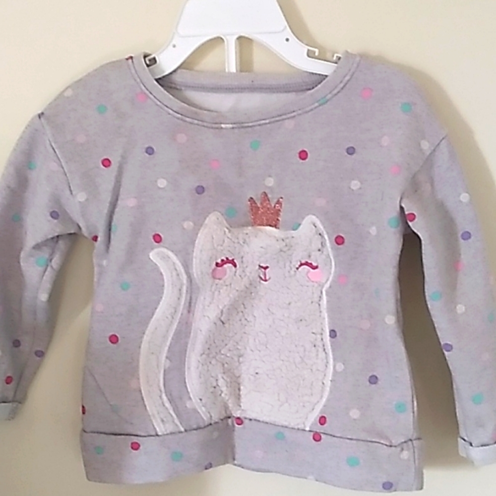 2T girls grey and polka-dot sweatshirt